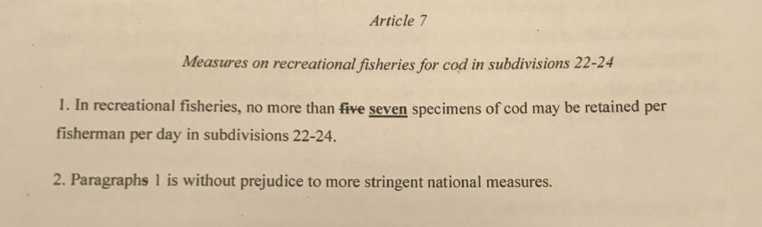 Der entscheidende Änderungsvorschlag aus dem aktuellen Vorschlag für eine EU-Ratsentscheidung über die Fangmöglichkeiten 2019